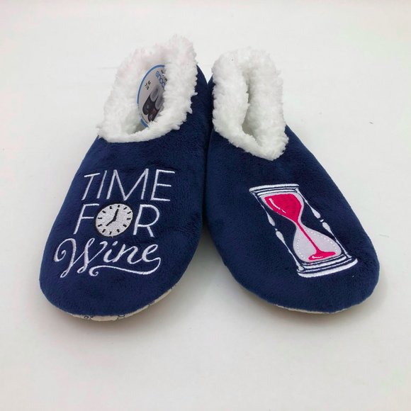 Snoozies Women's Time for Wine Non Skid Soles Dark Blue Medium 7/8 - Picture 2 of 6